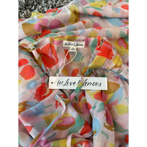 For Love & Lemons NWT Desmona One-Shoulder Tulip Floral Midi Dress Ruched XS - Picture 9 of 16